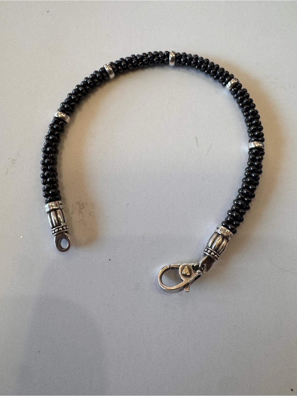 LAGOS Black Beaded Bracelet with Silver Accents